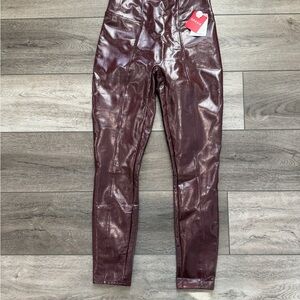 SPANX faux leather Burgundy Women leggings